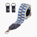 Pasek Naramienny Regolabile 80/119 + Clip Ecopelle Blu Navy Tessuto Disegno Zigzag Nero/Blunavy/Latte